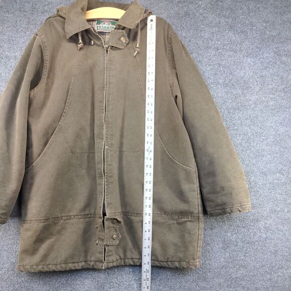 Trailways Men's Full Zip Flannel Lined Hooded Chore Field Jacket Brown XL Cotton - Picture 13 of 15
